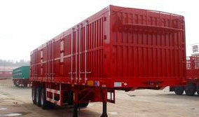 赤3の車軸頑丈な半トレーラーSteel BoxヴァンTrailer 40トンの最高のペイロードの頑丈な半トレーラー