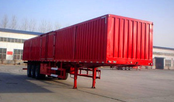 赤3の車軸頑丈な半トレーラーSteel BoxヴァンTrailer 40トンの最高のペイロードの頑丈な半トレーラー