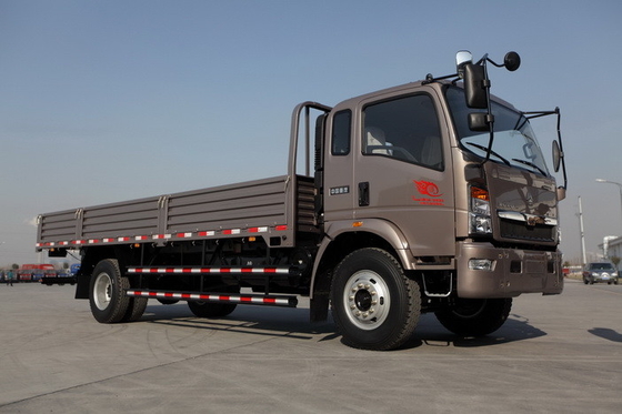 HOWO 4x2の軽量コマーシャルは低燃費のブラウン色160hp 8.2tの後車軸をトラックで運びます